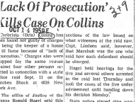 Lack of Prosecution Kills Case On Collins