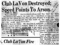 Club LaVon Destroyed; Speed Points to Arson