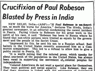 Crucifixion of Paul Robeson Blasted by Press in India