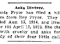 Marie Pryor Asks for Divorce